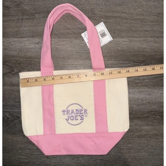 Trader Joe's 2026 Mini Canvas Pastel Reusable Tote Bag Pink Easter Basket Bag - Picture 8 of 9